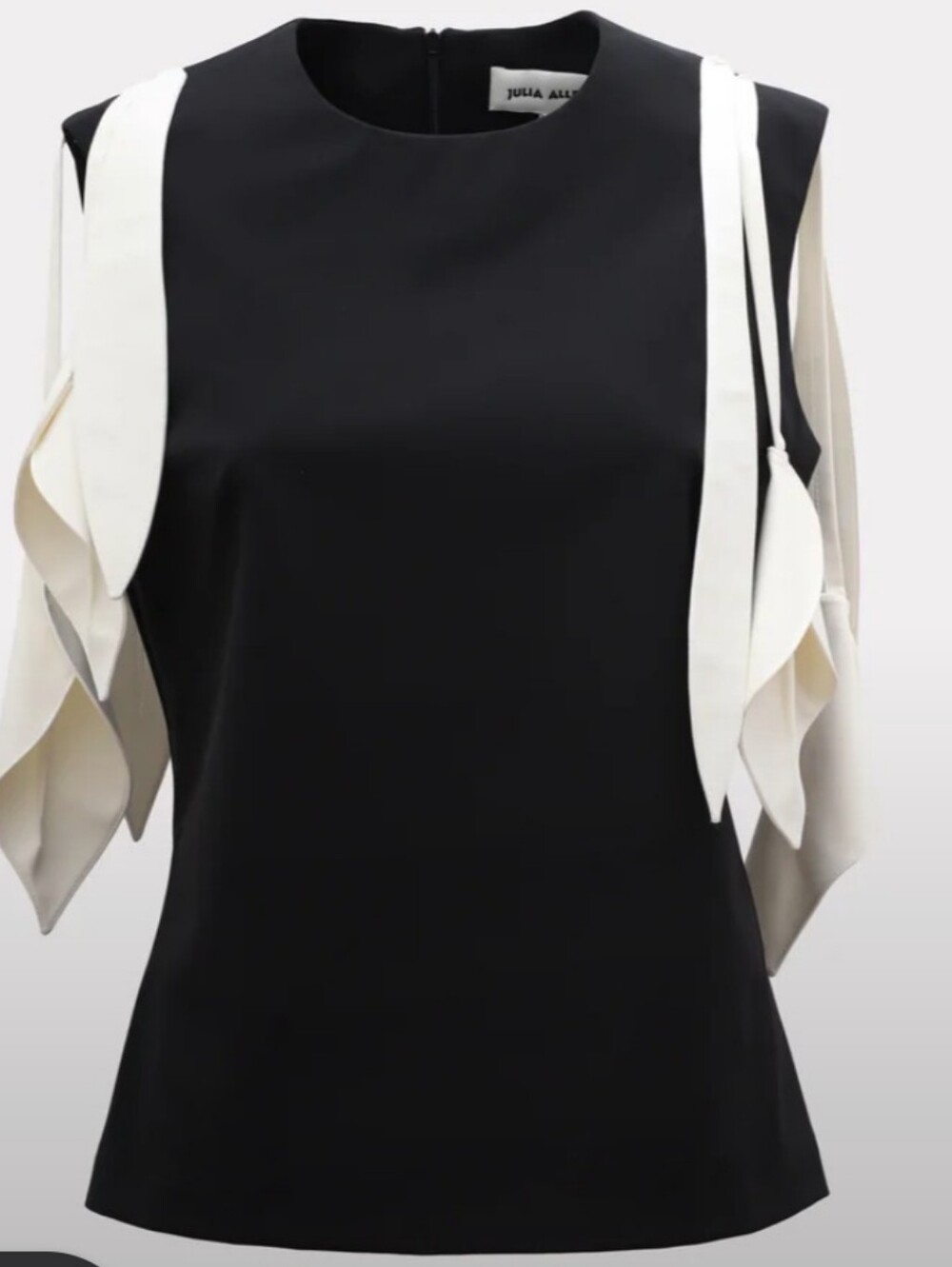 Black Sleeveless Top w/ White Floral Shoulder Accents Size Small By Julia Allert